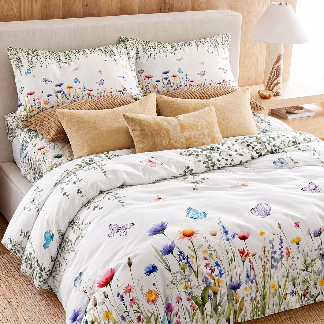 Audreamy Butterfly Printed Microfibre Quilt Cover Set