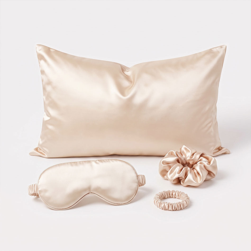 Pink Luxury Faux Silk Sleep Gift Set - 4-Piece Eye Mask, Pillowcase & Scrunchies for Relaxation & Comfort (Copy)