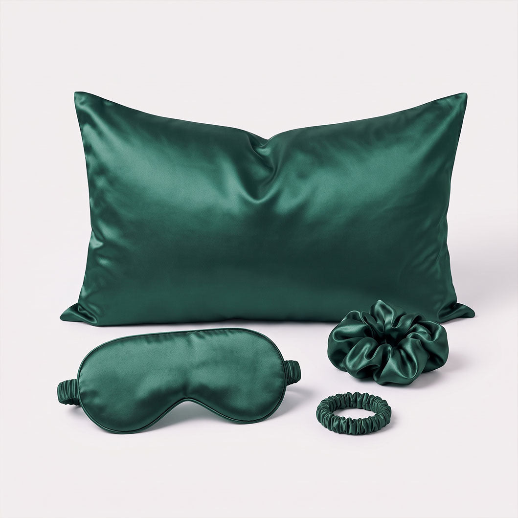 Pink Luxury Faux Silk Sleep Gift Set - 4-Piece Eye Mask, Pillowcase & Scrunchies for Relaxation & Comfort (Copy)