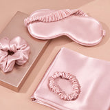 Pink Luxury Faux Silk Sleep Gift Set - 4-Piece Eye Mask, Pillowcase & Scrunchies for Relaxation & Comfort (Copy)
