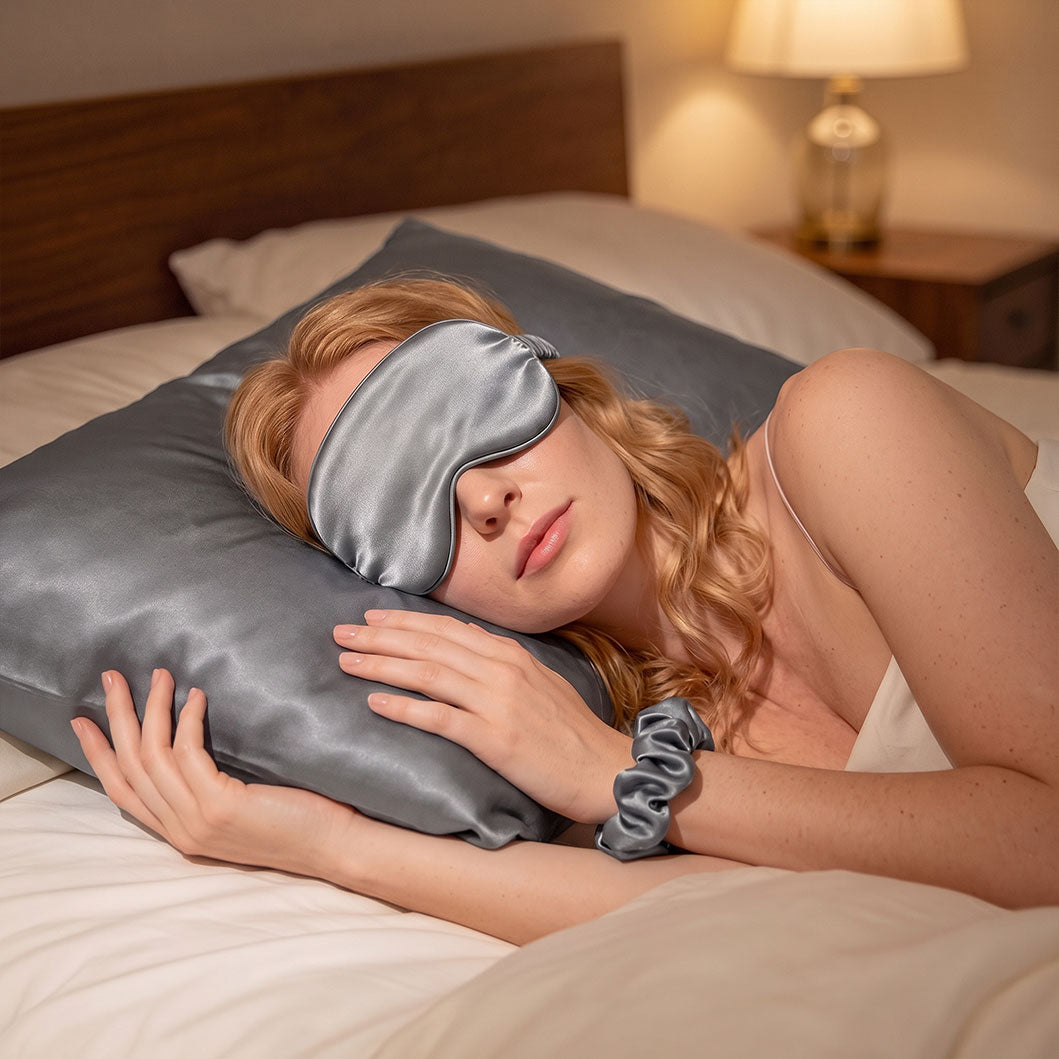 Pink Luxury Faux Silk Sleep Gift Set - 4-Piece Eye Mask, Pillowcase & Scrunchies for Relaxation & Comfort (Copy)