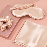 Pink Luxury Faux Silk Sleep Gift Set - 4-Piece Eye Mask, Pillowcase & Scrunchies for Relaxation & Comfort (Copy)