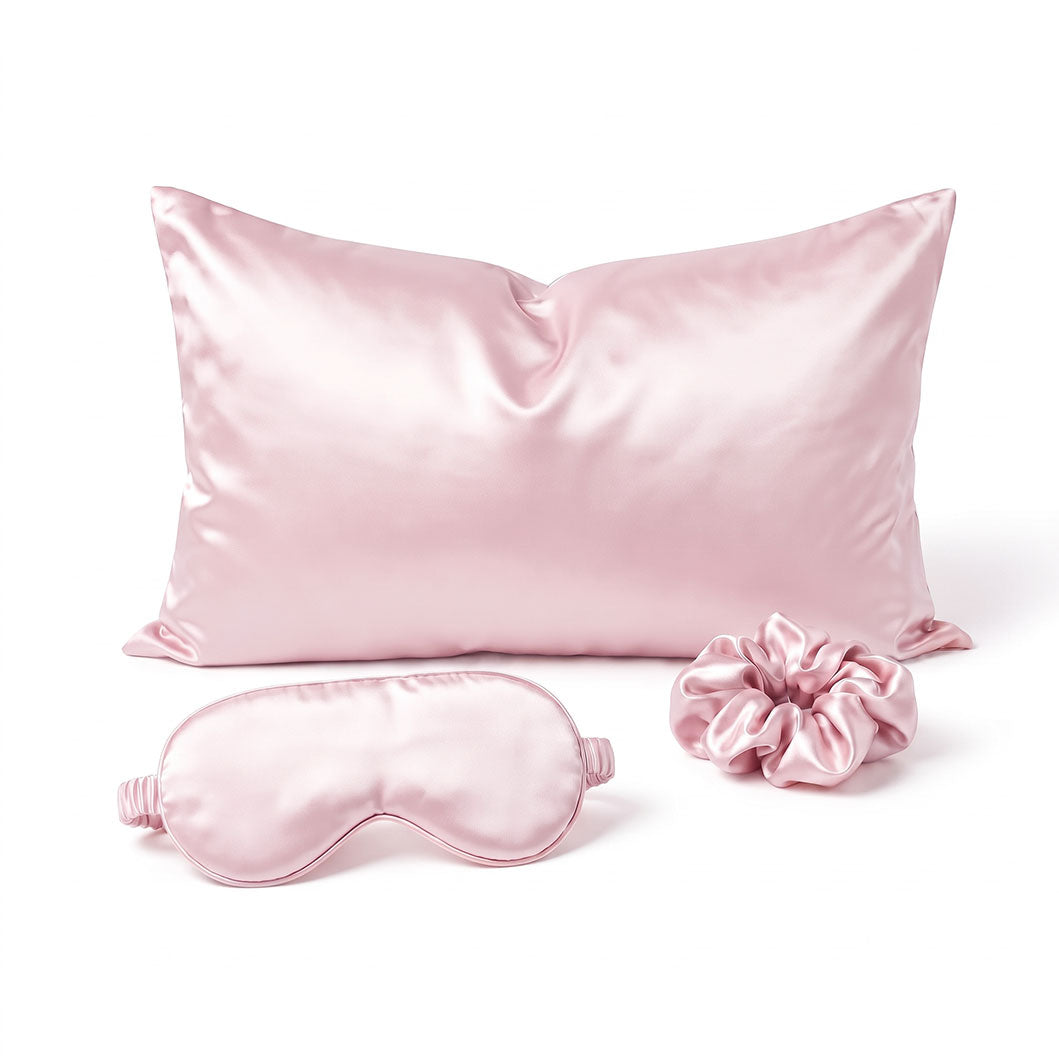 Pink Luxury Faux Silk Sleep Gift Set - 4-Piece Eye Mask, Pillowcase & Scrunchies for Relaxation & Comfort (Copy)