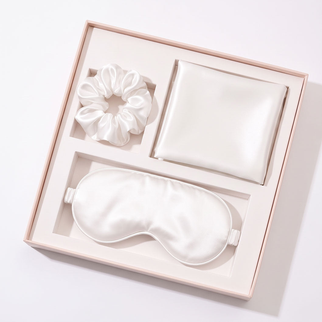 Pink Luxury Faux Silk Sleep Gift Set - 4-Piece Eye Mask, Pillowcase & Scrunchies for Relaxation & Comfort (Copy)