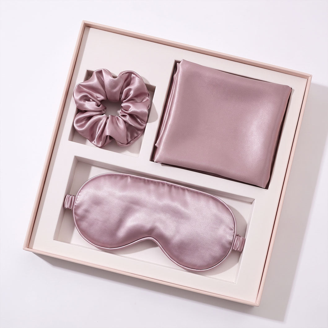 Pink Luxury Faux Silk Sleep Gift Set - 4-Piece Eye Mask, Pillowcase & Scrunchies for Relaxation & Comfort (Copy)