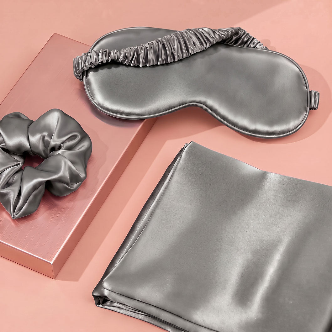 Pink Luxury Faux Silk Sleep Gift Set - 4-Piece Eye Mask, Pillowcase & Scrunchies for Relaxation & Comfort (Copy)