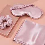 Pink Luxury Faux Silk Sleep Gift Set - 4-Piece Eye Mask, Pillowcase & Scrunchies for Relaxation & Comfort (Copy)