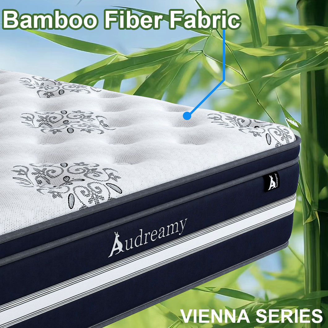 Audreamy Vienna Mattress – 34cm Euro Top Super Cool Gel Foam Bamboo Fiber Fabric 7-Zone Pocket Spring Medium Firm All Sizes