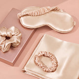 Pink Luxury Faux Silk Sleep Gift Set - 4-Piece Eye Mask, Pillowcase & Scrunchies for Relaxation & Comfort (Copy)