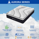 Audreamy Aurora Mattress – 34cm Ergonomic 4D Plush Euro Top Bamboo Fiber Fabric 7-Zone Pocket Spring Medium Firm  All Sizes