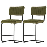 Artiss 2x Bar Stools Velvet Chairs Green