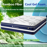 Audreamy Vienna Mattress – 34cm Euro Top Super Cool Gel Foam Bamboo Fiber Fabric 7-Zone Pocket Spring Medium Firm (Double)