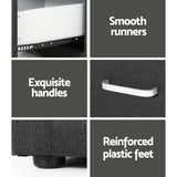 Artiss 2X Bedside Table 2 Drawers Fabric - CADEN Charcoal