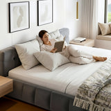 Artiss King Size Bed Frame Plush Soft Headboard Velvet Platform Base for Modern Bedrooms Grey