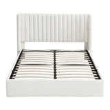 Artiss Double Bed Frame with Gaslift Storage USB Type-C Charging Ports Velvet Upholstery White