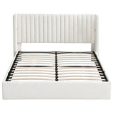 Artiss King Bed Frame with Gaslift Storage USB Type-C Charging Ports Velvet Upholstery White