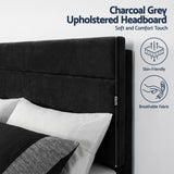 Artiss Queen Bed Frame Upholstered Platform Base with Geometric Headboard Black Velvet