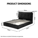 Artiss Queen Bed Frame with Horizontal Gas Lift Storage with LED Light USB Type-C Charging Station Black Velvet