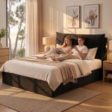 Artiss Queen Bed Frame with Horizontal Gas Lift Storage with LED Light USB Type-C Charging Station Black Velvet