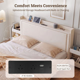 Artiss Queen Bed Frame with USB Charging and Side Storage Shelves Beige