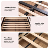 Artiss Double Bed Frame with 100cm Bouclé Headboard, USB-C & Night Lights