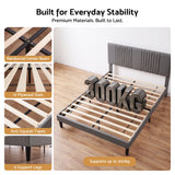 Artiss Double Bed Frame with Adjustable Headboard, Grey, 300kg Capacity