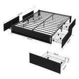 Artiss Queen Bed Frame with Storage Drawers RGB Lights Charging Station Upholstered Fabric