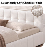 Artiss King Bed Frame with Charging, LED Lights & Tufted Headboard