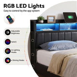 Artiss Double Bed Frame with Storage Headboard, 2 Drawers, Charging Station LED Light