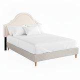 Artiss Queen Bed Frame with Storage Scalloped Velvet Headboard Wooden Platform Base