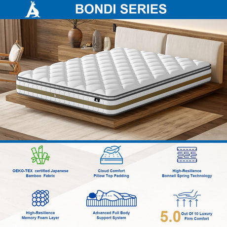 Audreamy Bondi Series 22cm Pillow Top Mattress – Cloud Comfort with Memory Foam Support