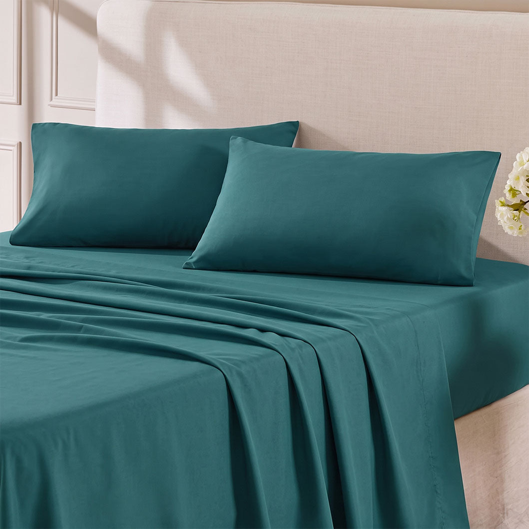 Hotel Soft Bed Sheet Set- Bedding Sheets & Pillowcases Breathable Bedding Wrinkle, Fade, Stain Resistant-Deep Pocket Flat Fitted Bed Sheet Set