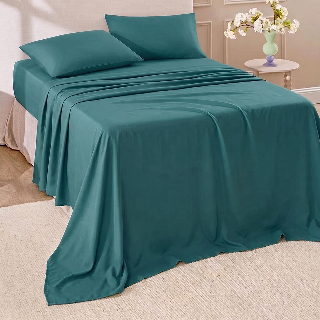 Hotel Soft Bed Sheet Set- Bedding Sheets & Pillowcases Breathable Bedding Wrinkle, Fade, Stain Resistant-Deep Pocket Flat Fitted Bed Sheet Set