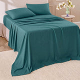 Hotel Soft Bed Sheet Set- Bedding Sheets & Pillowcases Breathable Bedding Wrinkle, Fade, Stain Resistant-Deep Pocket Flat Fitted Bed Sheet Set