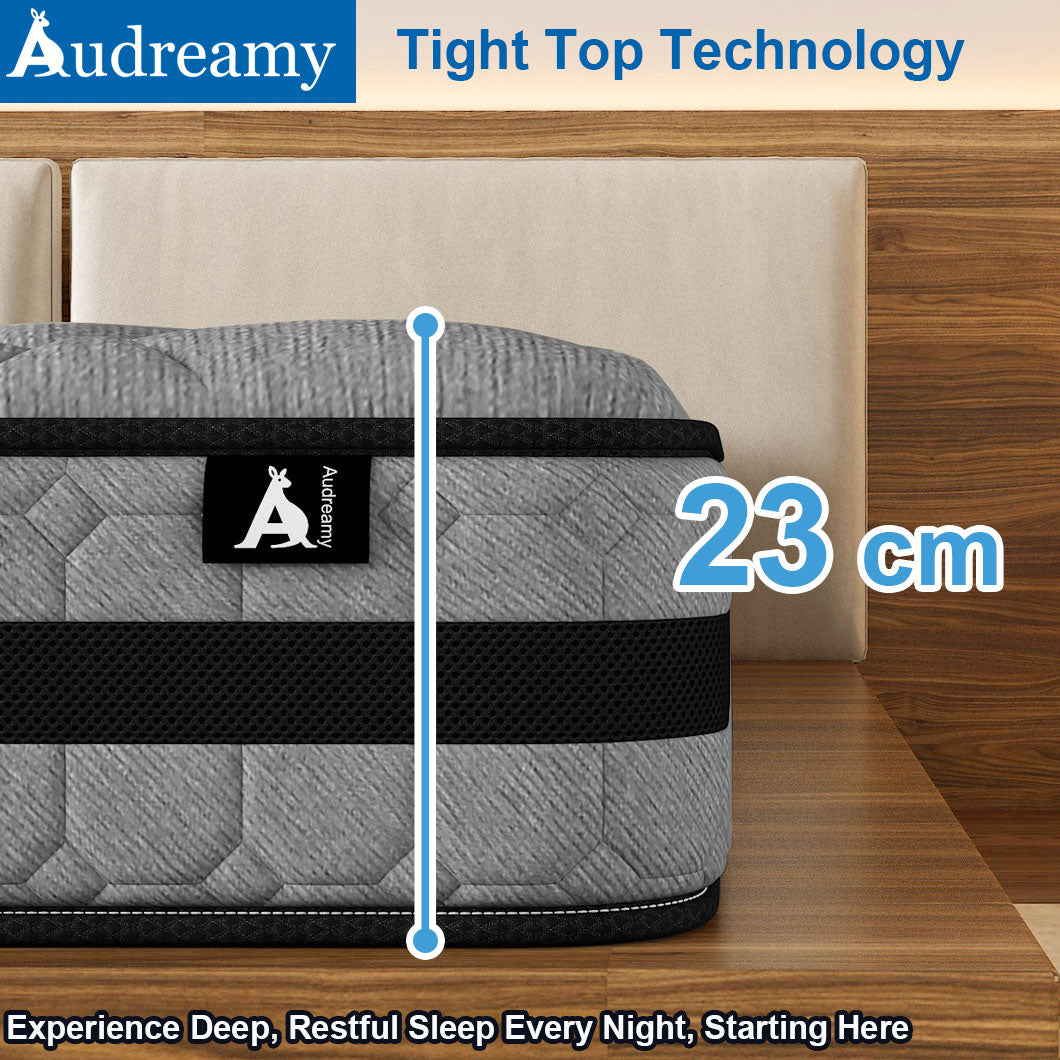 Audreamy Celeste Mattress – 23 cm Plush Tight Top Bamboo Charcoal Fabric 7-Zone Pocket Spring Medium Firm
