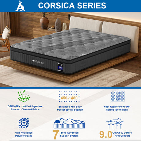 Audreamy Corsica Mattress – 26 cm Euro Top Extra-Firm Orthopedic Support for Back & Spine Health
