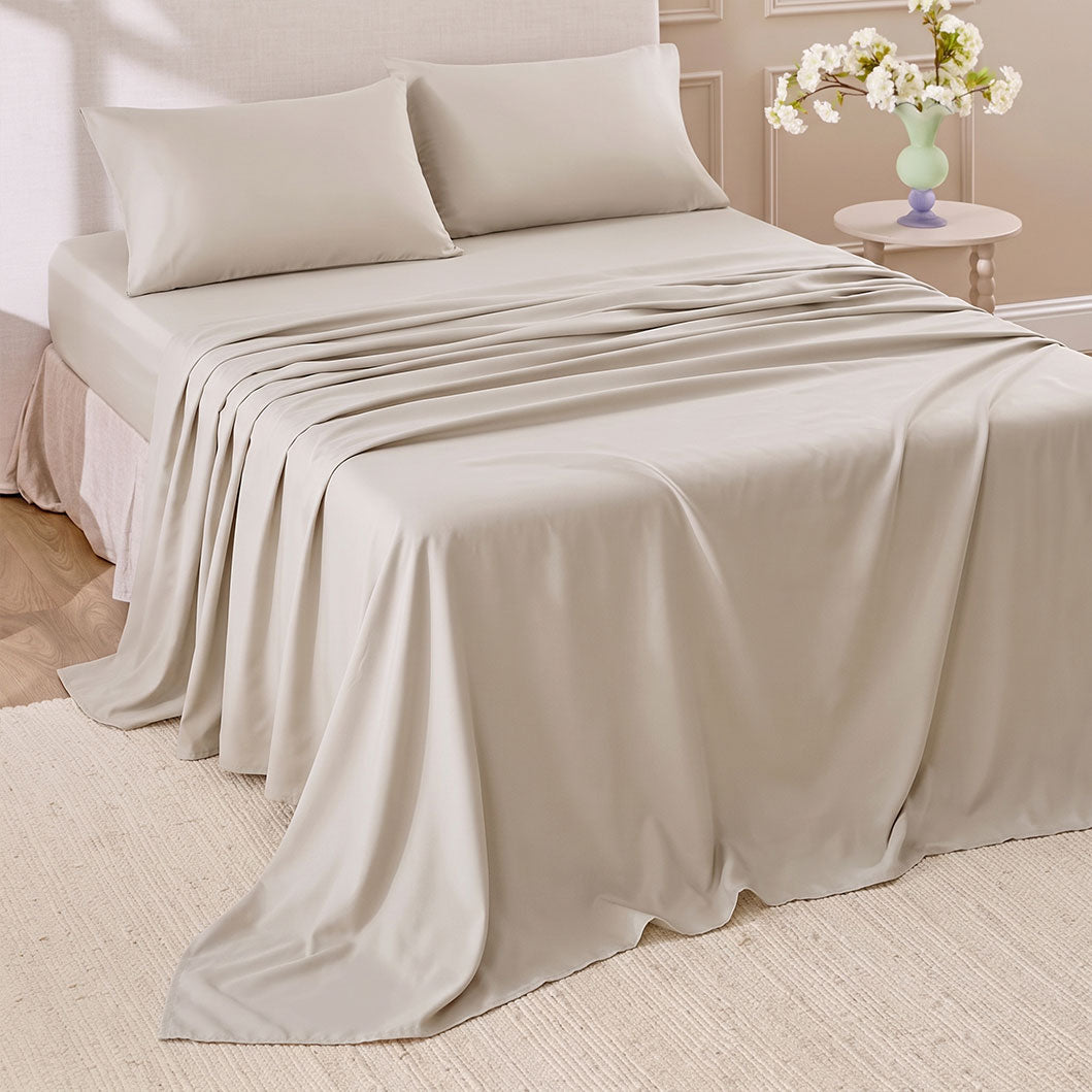 Hotel Soft Bed Sheet Set- Bedding Sheets & Pillowcases Breathable Bedding Wrinkle, Fade, Stain Resistant-Deep Pocket Flat Fitted Bed Sheet Set