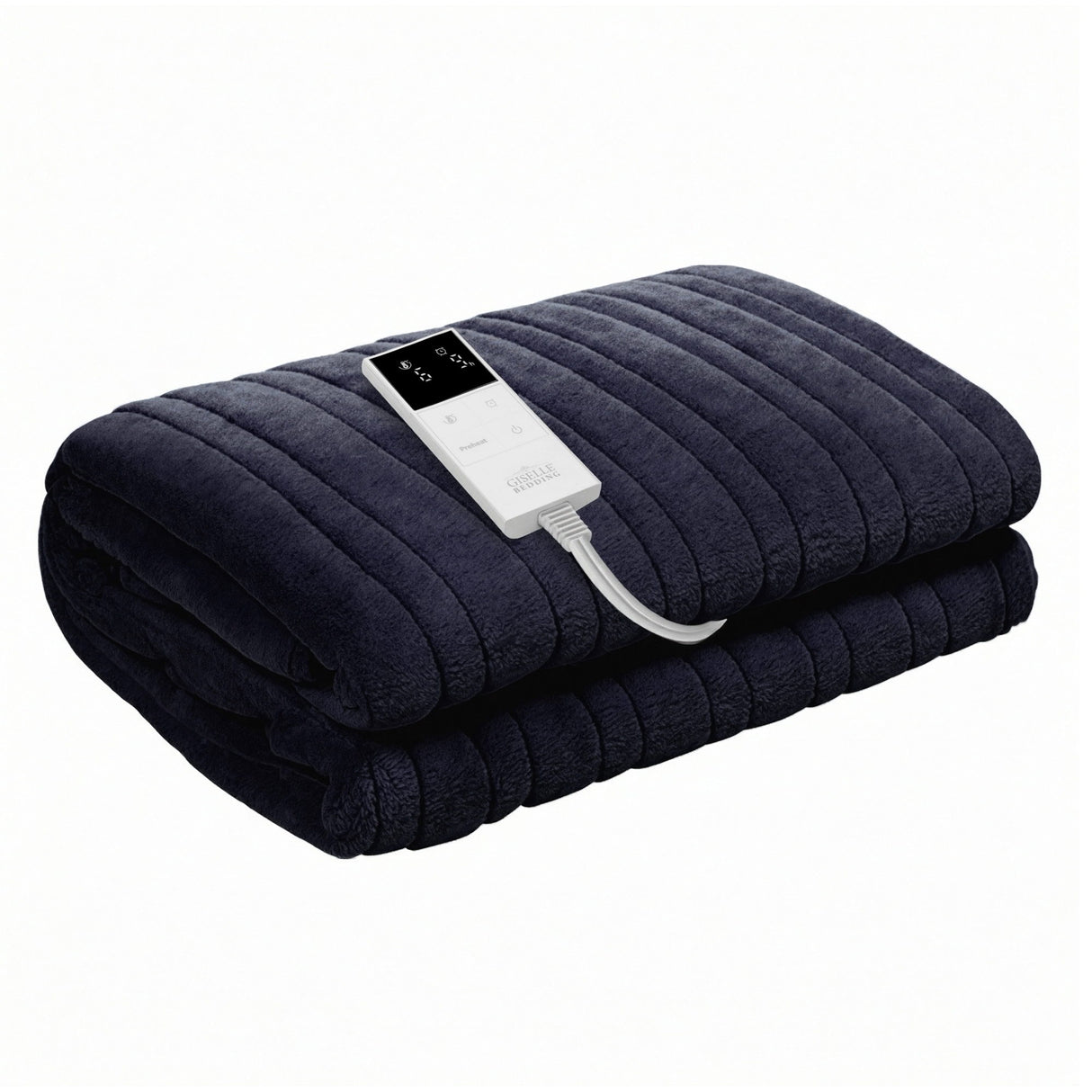 Giselle Electric Throw Rug Double Size 200x180cm Coral Fleece Heated Blanket Charcoal