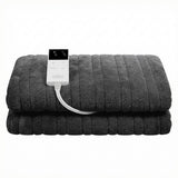 Giselle Electric Throw Rug Double Size 200x180cm Coral Fleece Heated Blanket Grey
