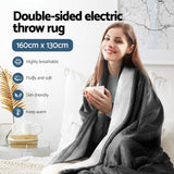 Giselle Electric Throw Rug Heated Blanket Washable Snuggle Flannel Winter Grey