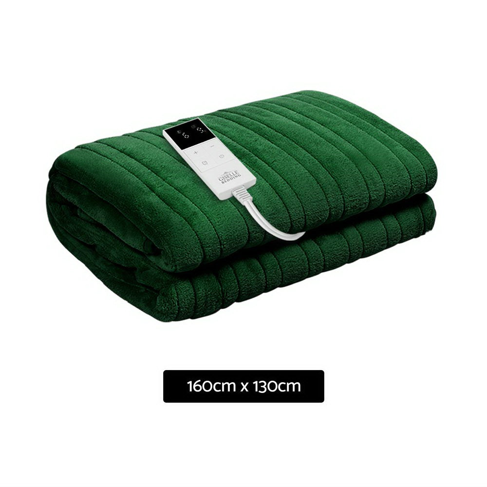 Giselle Electric Throw Rug Heated Blanket Washable Snuggle Flannel Winter Green