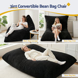 Artiss 3-in-1 Bean Bag Chair for Living Room Convertible Floor Sofa Dark Grey