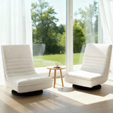 Artiss 2XFloor Chair Lounge Sofa Swivel Foldable Linen White