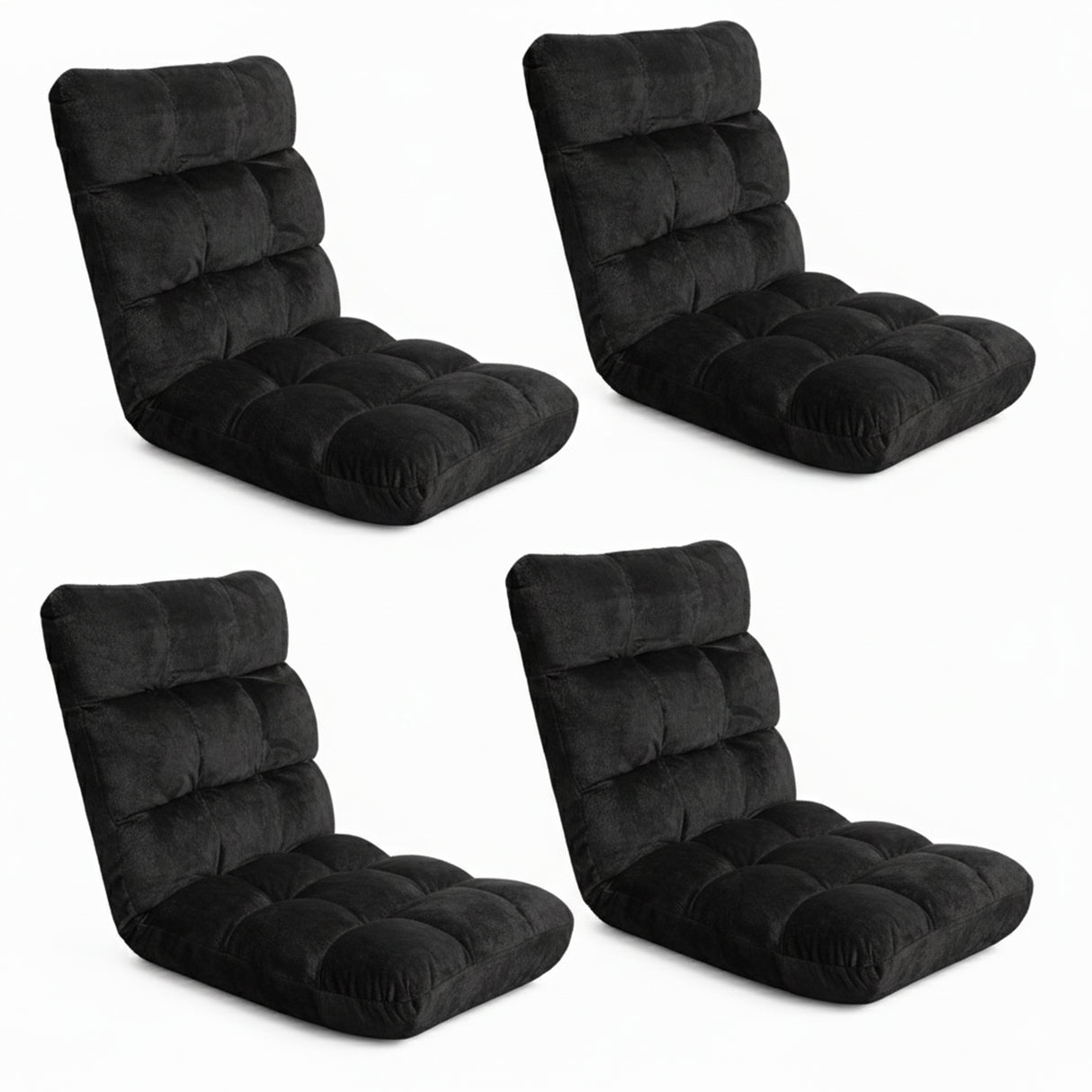 Artiss 4X Lounge Sofa Bed Flannel Fabric Black