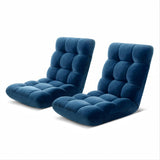 Artiss 2PCS Floor Lounge Sofa Bed Flannel Fabric Navy