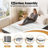 Giselle Double Folding Bed with Mattress 4 Fold Metal Frame Guest Bed Bamboo Cover