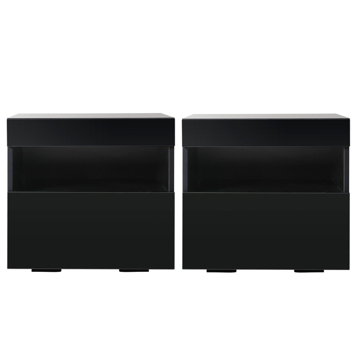 Artiss 2x Bedside Table LED - HERES Black
