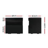 Artiss 2x Bedside Table LED - HERES Black