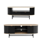 Artiss TV Unit & Coffee Table Set Storage Drawers Shelves Black Pine