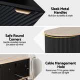 Artiss TV Unit & Coffee Table Set Storage Drawers Shelves Black Pine